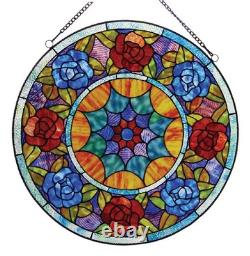 Stained Glass Tiffany Style Window Panel Rose Flower Floral Design 22D