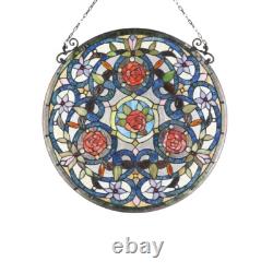 Stained Glass Tiffany Style Window Panel Rose Flower Floral Design 23.9D