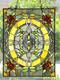 Stained Glass Tiffany Style Window Panel Rose Flower Floral Design 24.8H