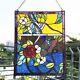 Stained Glass Tiffany Style Window Panel Rose Flower Floral Design 24H