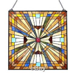 Stained Glass Tiffany Style Window Panel Victorian Mission Design 24 x 24