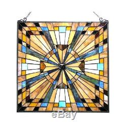 Stained Glass Tiffany Style Window Panel Victorian Mission Design 24 x 24