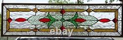 Stained Glass Transom HANGING PANEL 32 X 10 including Hooks BRASS Frame