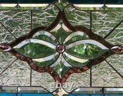 Stained Glass Transom window HANGING PANEL 24 1/2 X 17 1/2 incl hooks