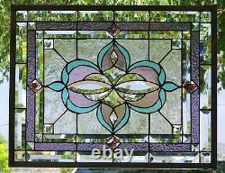 Stained Glass Transom window HANGING PANEL 25 X 21 incl hooks