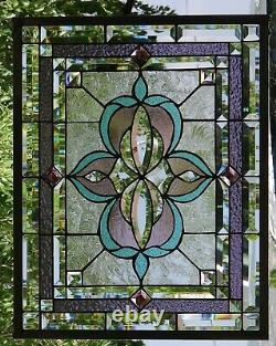 Stained Glass Transom window HANGING PANEL 25 X 21 incl hooks