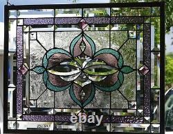 Stained Glass Transom window HANGING PANEL 25 X 21 incl hooks