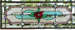 Stained Glass Transom window HANGING PANEL 28 X 11 incl hooks