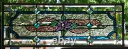 Stained Glass Transom window HANGING PANEL 28 X 11 incl hooks