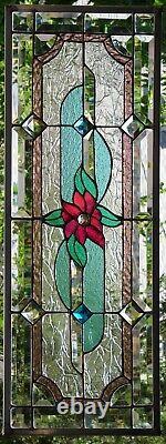 Stained Glass Transom window HANGING PANEL 28 X 11 incl hooks