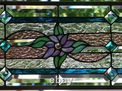 Stained Glass Transom window HANGING PANEL 28 X 11 incl hooks