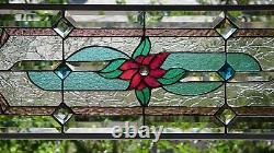 Stained Glass Transom window HANGING PANEL 28 X 11 incl hooks