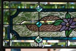 Stained Glass Transom window HANGING PANEL 28 X 11 incl hooks