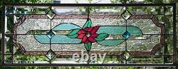 Stained Glass Transom window HANGING PANEL 28 X 11 incl hooks