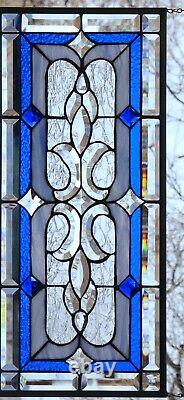 Stained Glass Transom window HANGING PANEL 28 X 13 incl hooks