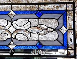 Stained Glass Transom window HANGING PANEL 28 X 13 incl hooks