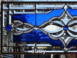 Stained Glass Transom window HANGING PANEL 29 1/2 X 13 incl hooks