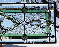 Stained Glass Transom window HANGING PANEL 29 3/4 X 11 1/2 incl hooks