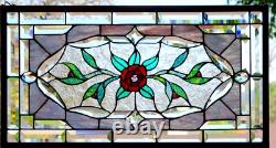 Stained Glass Transom window HANGING PANEL 29 X 16 1/2 incl hooks