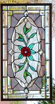 Stained Glass Transom window HANGING PANEL 29 X 16 1/2 incl hooks