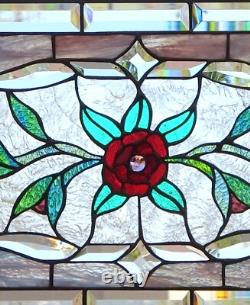 Stained Glass Transom window HANGING PANEL 29 X 16 1/2 incl hooks