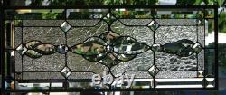 Stained Glass Transom window HANGING PANEL 30 X 12 3/4 incl hooks