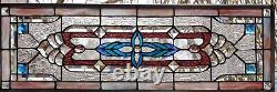 Stained Glass Transom window HANGING PANEL 31 1/8 X 11 including hooks