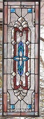 Stained Glass Transom window HANGING PANEL 31 1/8 X 11 including hooks