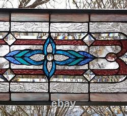 Stained Glass Transom window HANGING PANEL 31 1/8 X 11 including hooks