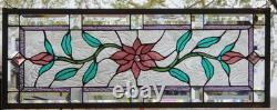 Stained Glass Transom window HANGING PANEL 32 1/2 X 13 incl hooks