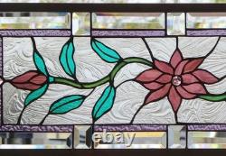Stained Glass Transom window HANGING PANEL 32 1/2 X 13 incl hooks