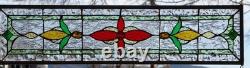 Stained Glass Transom window HANGING PANEL 32 1/4 x 9 incl hooks