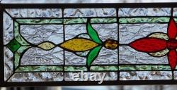 Stained Glass Transom window HANGING PANEL 32 1/4 x 9 incl hooks