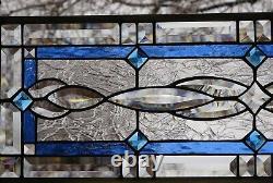 Stained Glass Transom window HANGING PANEL 32 X 11 incl hooks