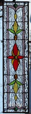 Stained Glass Transom window HANGING PANEL 32 X 8 1/2 incl hooks