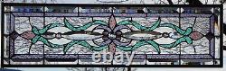 Stained Glass Transom window HANGING PANEL 33 X 10 1/2 incl hooks