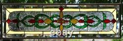 Stained Glass Transom window HANGING PANEL 33 X 10 1/2 incl hooks