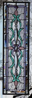 Stained Glass Transom window HANGING PANEL 33 X 10 1/2 incl hooks