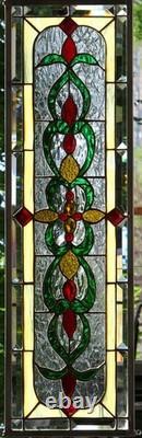 Stained Glass Transom window HANGING PANEL 33 X 10 1/2 incl hooks