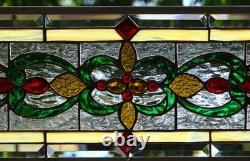 Stained Glass Transom window HANGING PANEL 33 X 10 1/2 incl hooks