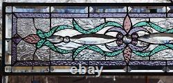 Stained Glass Transom window HANGING PANEL 33 X 10 1/2 incl hooks