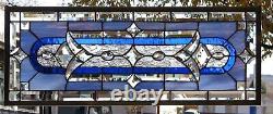 Stained Glass Transom window HANGING PANEL 34 1/2 X 14 1/2 incl hooks