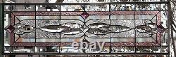 Stained Glass Transom window HANGING PANEL 34 1/4 X 11 3/4 incl hooks