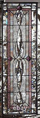 Stained Glass Transom window HANGING PANEL 34 1/4 X 11 3/4 incl hooks