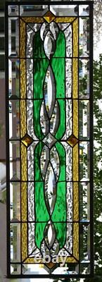Stained Glass Transom window HANGING PANEL 34 1/4 X 11 3/4 incl hooks