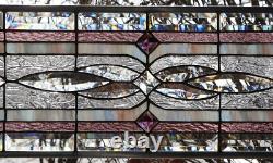 Stained Glass Transom window HANGING PANEL 34 1/4 X 11 3/4 incl hooks