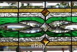 Stained Glass Transom window HANGING PANEL 34 1/4 X 11 3/4 incl hooks