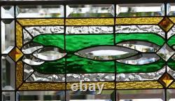 Stained Glass Transom window HANGING PANEL 34 1/4 X 11 3/4 incl hooks