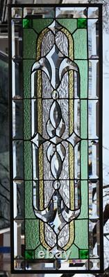Stained Glass Transom window HANGING PANEL 34 1/4 X 12 1/2 incl hooks