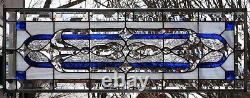 Stained Glass Transom window HANGING PANEL 34 1/4 X 12 3/4 incl hooks